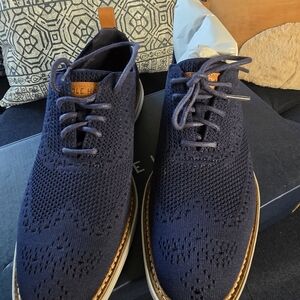 Cole Haan Marine Blue Knit GrandEvlin Stltte Ox Shoe Box
